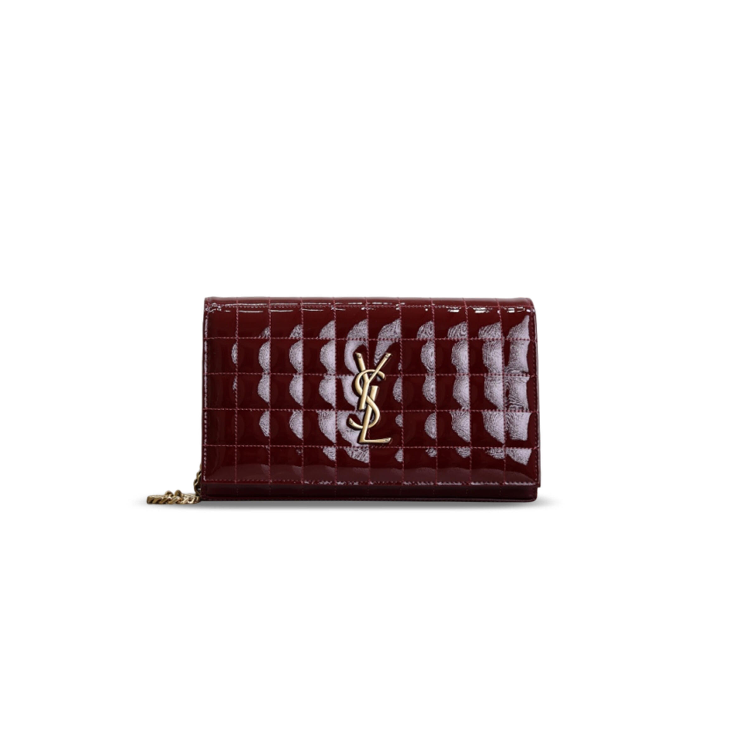 YSL LAMBSKIN CASSANDRE CHAIN WALLET IN PATENT LEATHER 743346 (23*14*3cm)